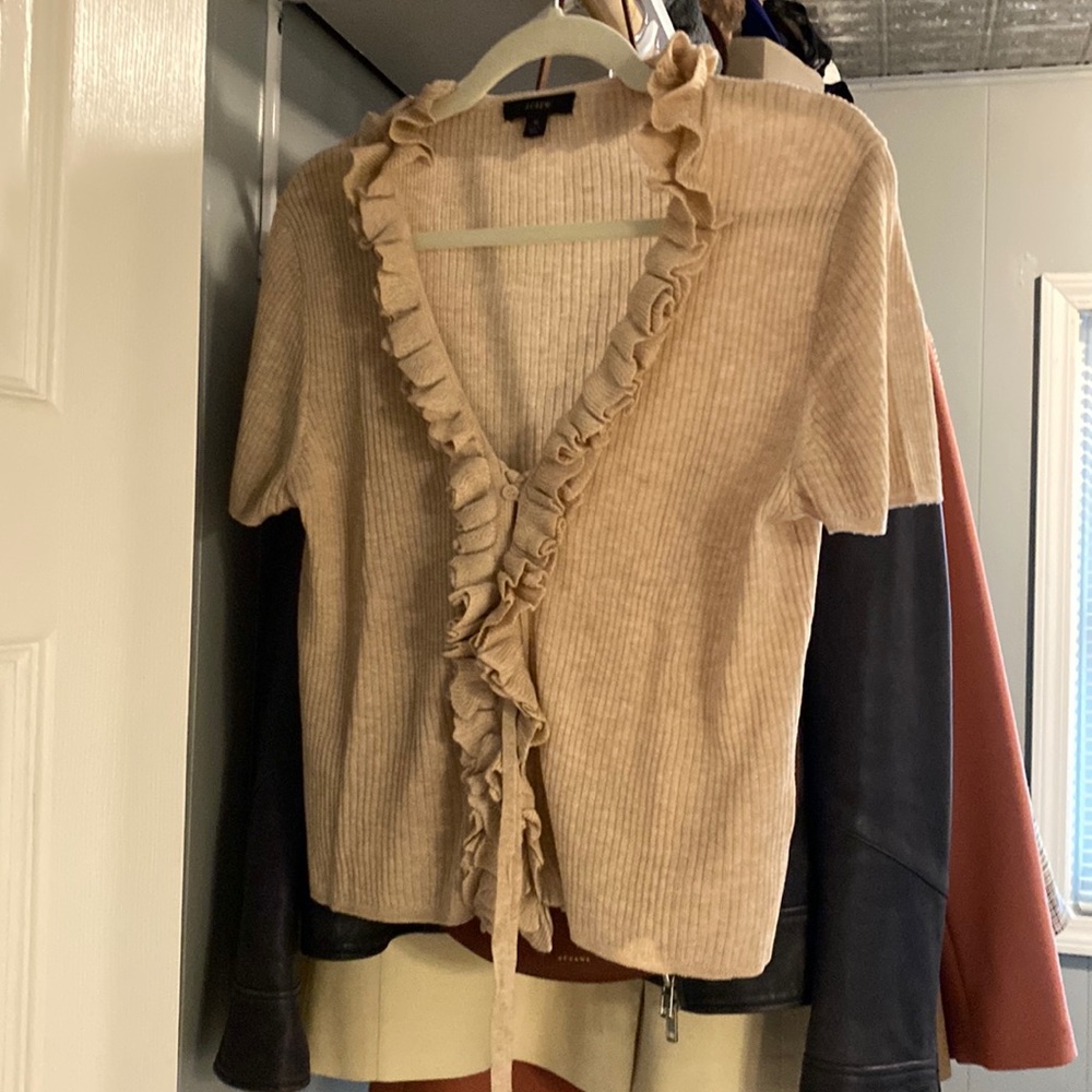 J. Crew Ruffle Trim Tan Top